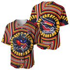 Adelaide Crows Baseball Jersey Indigenous Monochrome Dot Art Mascot Style