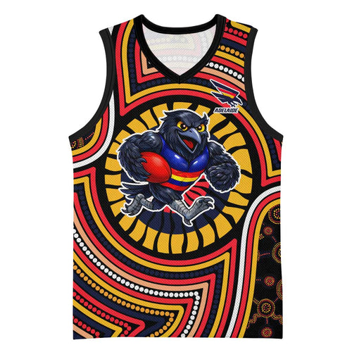 Adelaide Crows Basketball Jersey Indigenous Monochrome Dot Art Mascot Style