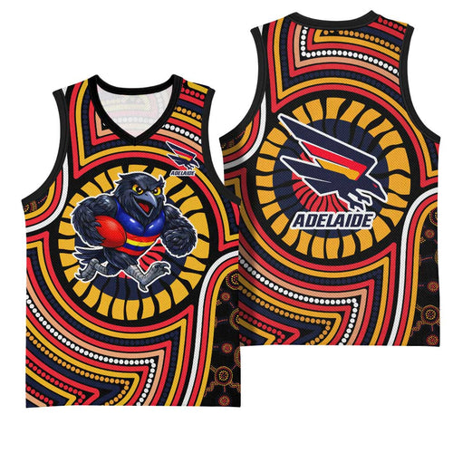 Adelaide Crows Basketball Jersey Indigenous Monochrome Dot Art Mascot Style