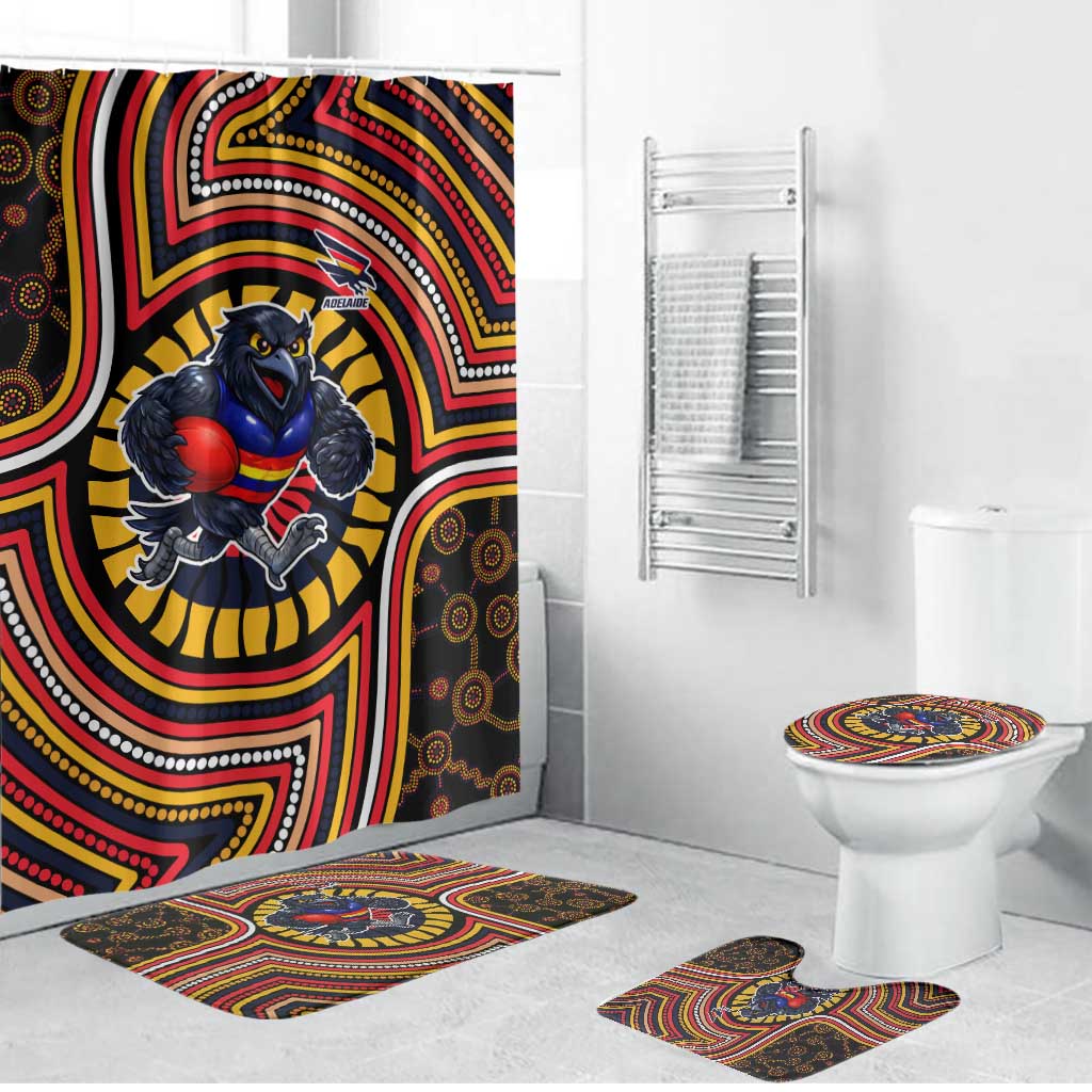 Adelaide Crows Bathroom Set Indigenous Monochrome Dot Art Mascot Style