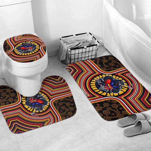 Adelaide Crows Bathroom Set Indigenous Monochrome Dot Art Mascot Style