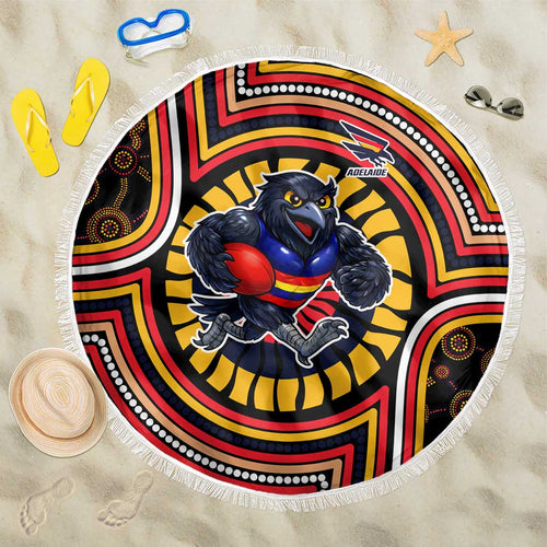 Adelaide Crows Beach Blanket Indigenous Monochrome Dot Art Mascot Style