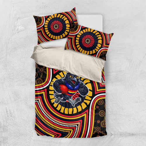 Adelaide Crows Bedding Set Indigenous Monochrome Dot Art Mascot Style