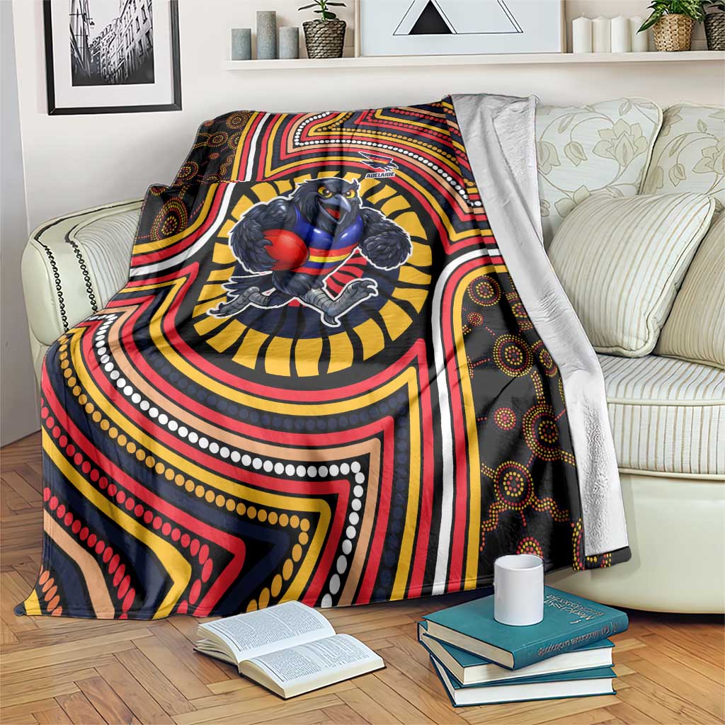 Adelaide Crows Blanket Indigenous Monochrome Dot Art Mascot Style