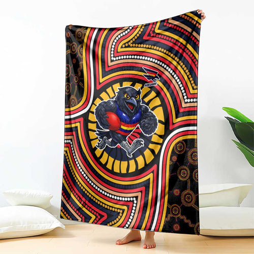 Adelaide Crows Blanket Indigenous Monochrome Dot Art Mascot Style