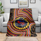 Adelaide Crows Blanket Indigenous Monochrome Dot Art Mascot Style
