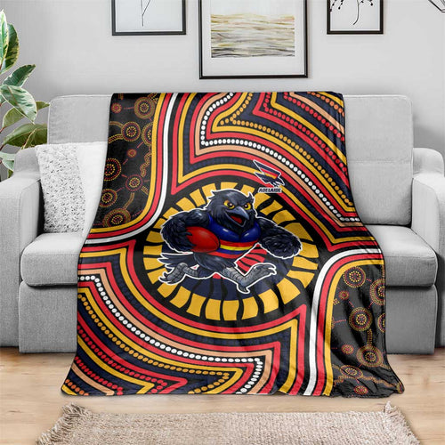 Adelaide Crows Blanket Indigenous Monochrome Dot Art Mascot Style