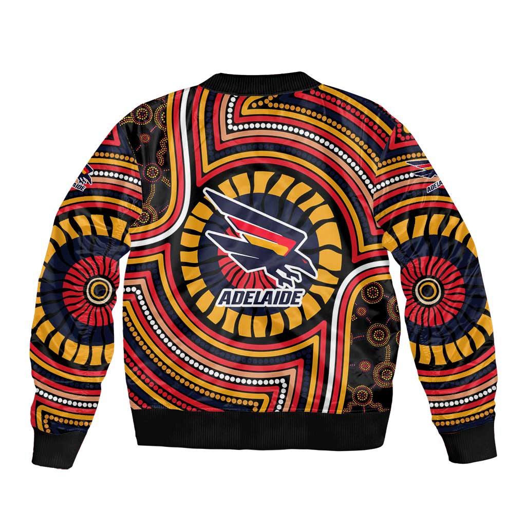 Adelaide Crows Bomber Jacket Indigenous Monochrome Dot Art Mascot Style