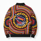 Adelaide Crows Bomber Puffer Jacket Indigenous Monochrome Dot Art Mascot Style