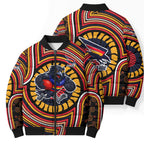 Adelaide Crows Bomber Puffer Jacket Indigenous Monochrome Dot Art Mascot Style