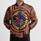 Adelaide Crows Bomber Puffer Jacket Indigenous Monochrome Dot Art Mascot Style