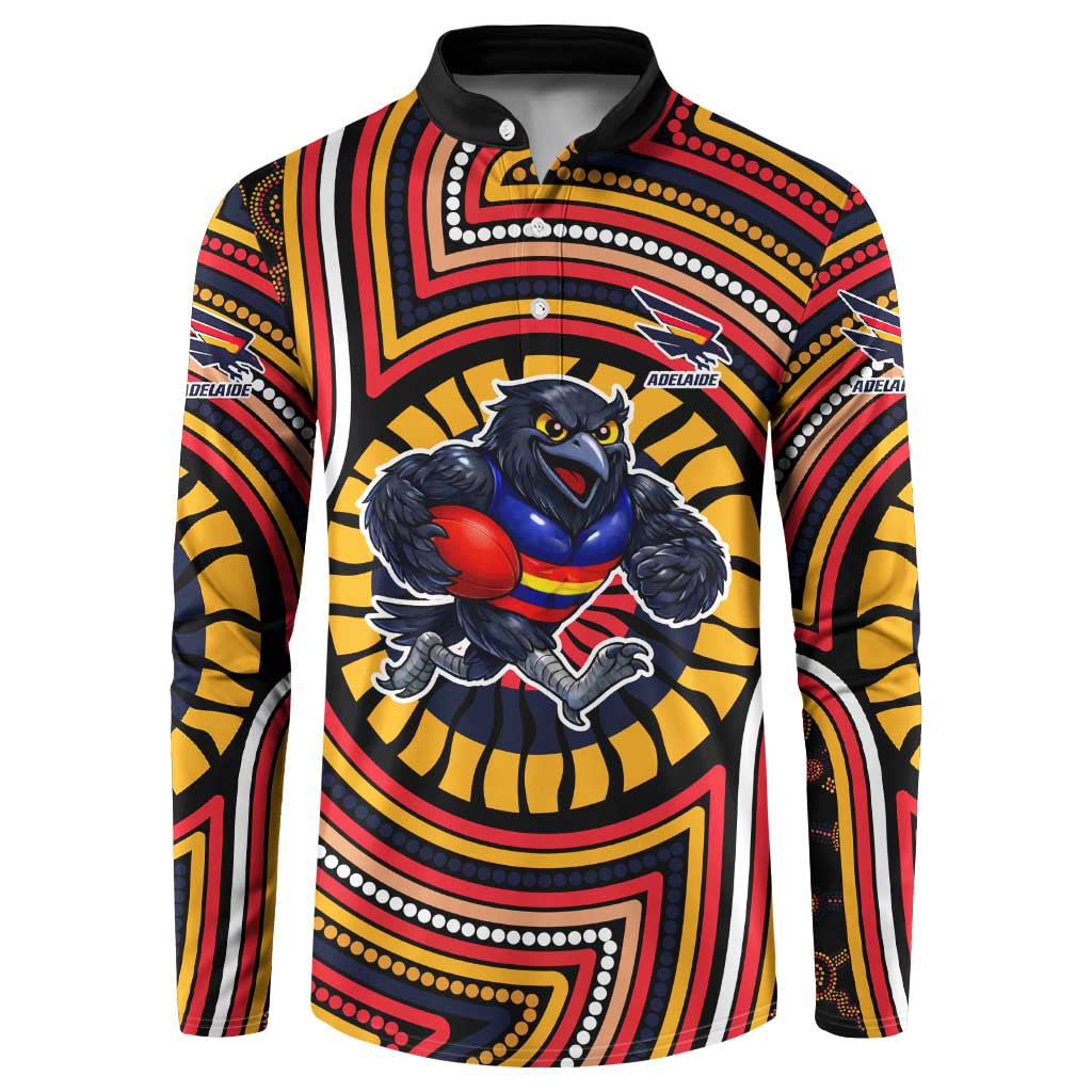 Adelaide Crows Button Sweatshirt Indigenous Monochrome Dot Art Mascot Style