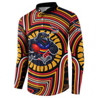 Adelaide Crows Button Sweatshirt Indigenous Monochrome Dot Art Mascot Style