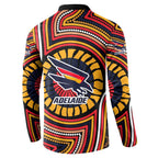 Adelaide Crows Button Sweatshirt Indigenous Monochrome Dot Art Mascot Style