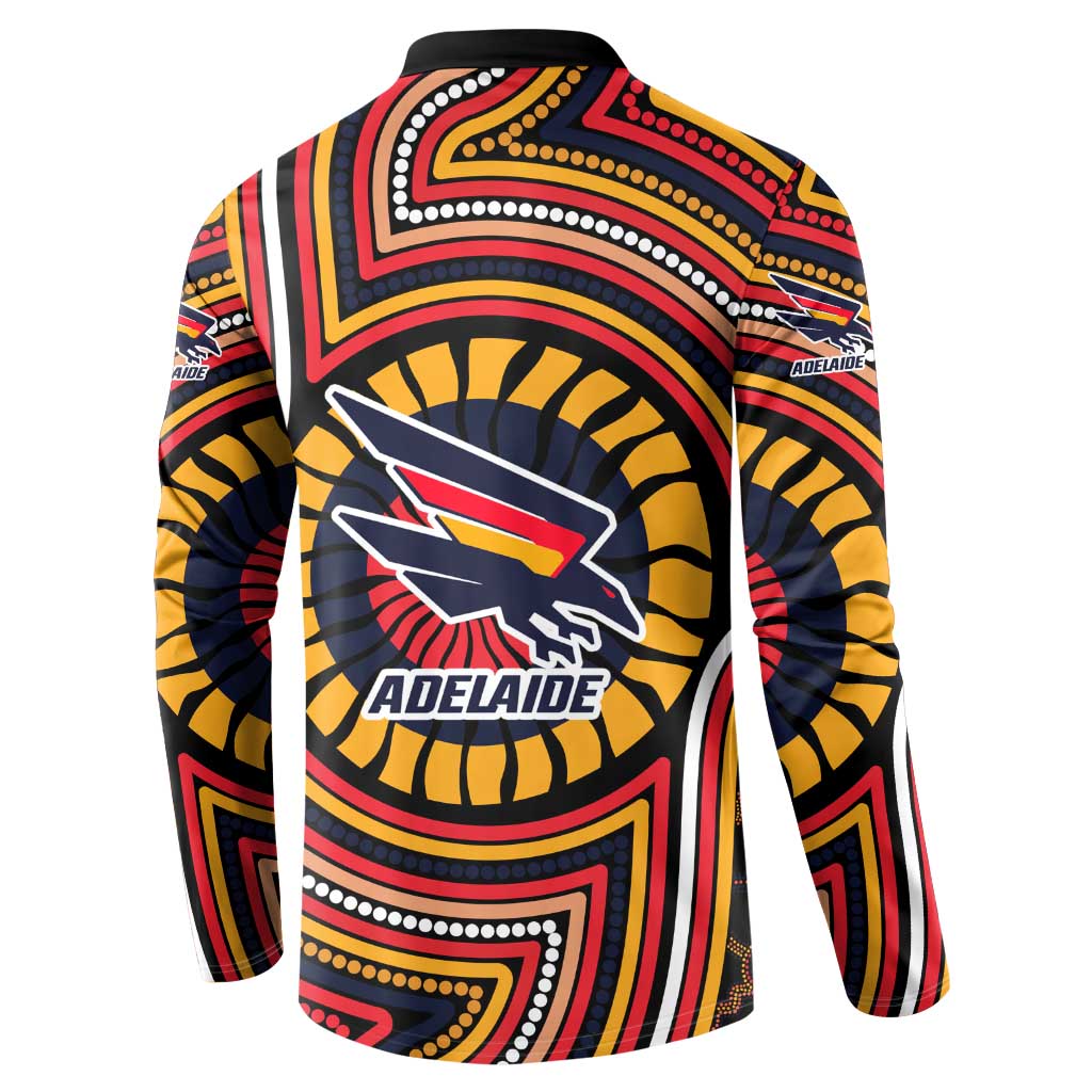 Adelaide Crows Button Sweatshirt Indigenous Monochrome Dot Art Mascot Style