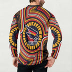 Adelaide Crows Button Sweatshirt Indigenous Monochrome Dot Art Mascot Style