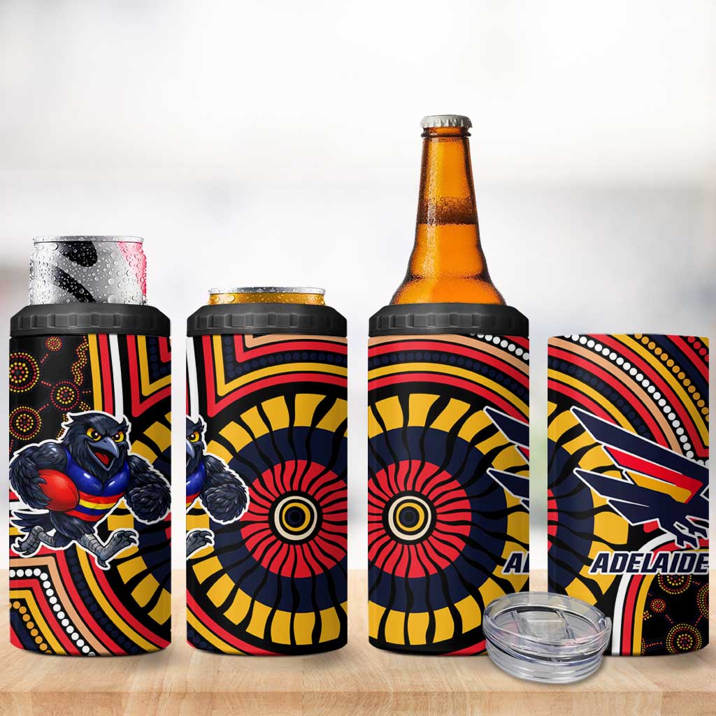 Adelaide Crows 4 in 1 Can Cooler Tumbler Indigenous Monochrome Dot Art Mascot Style