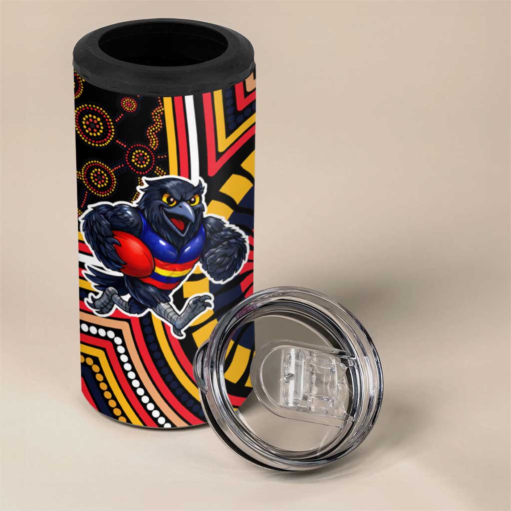 Adelaide Crows 4 in 1 Can Cooler Tumbler Indigenous Monochrome Dot Art Mascot Style