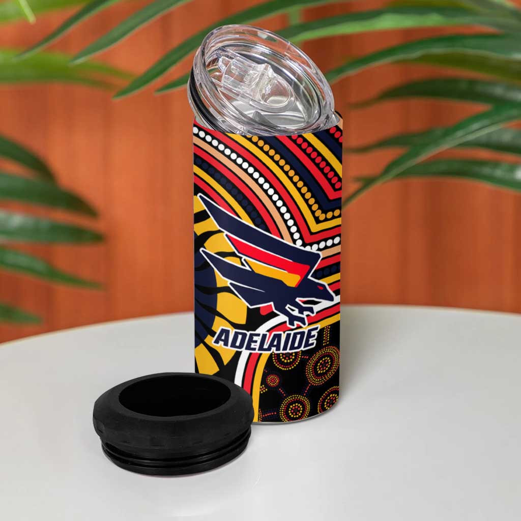 Adelaide Crows 4 in 1 Can Cooler Tumbler Indigenous Monochrome Dot Art Mascot Style