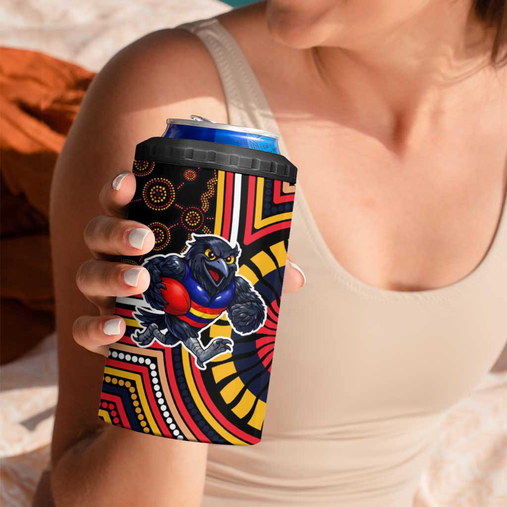Adelaide Crows 4 in 1 Can Cooler Tumbler Indigenous Monochrome Dot Art Mascot Style