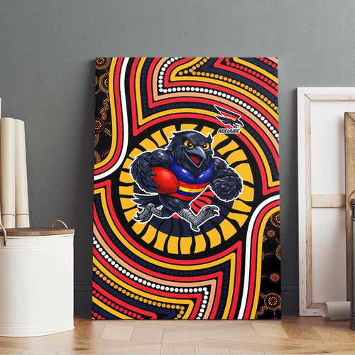 Adelaide Crows Canvas Wall Art Indigenous Monochrome Dot Art Mascot Style