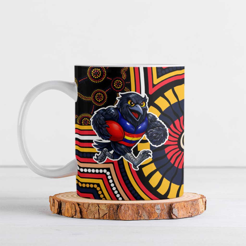 Adelaide Crows Ceramic Mug Indigenous Monochrome Dot Art Mascot Style