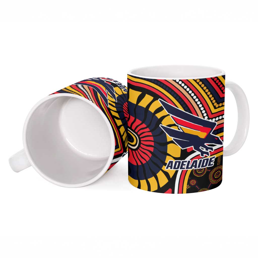 Adelaide Crows Ceramic Mug Indigenous Monochrome Dot Art Mascot Style