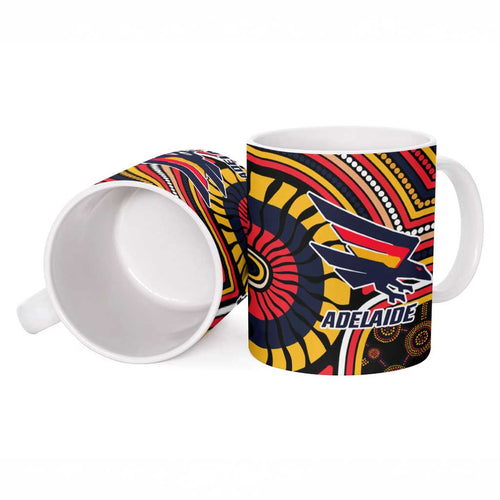 Adelaide Crows Ceramic Mug Indigenous Monochrome Dot Art Mascot Style