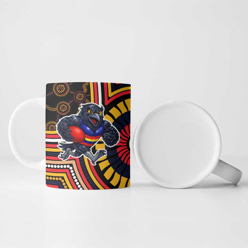 Adelaide Crows Ceramic Mug Indigenous Monochrome Dot Art Mascot Style