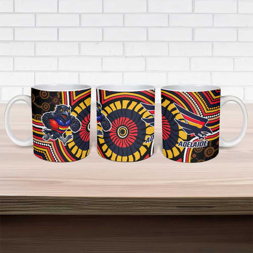 Adelaide Crows Ceramic Mug Indigenous Monochrome Dot Art Mascot Style