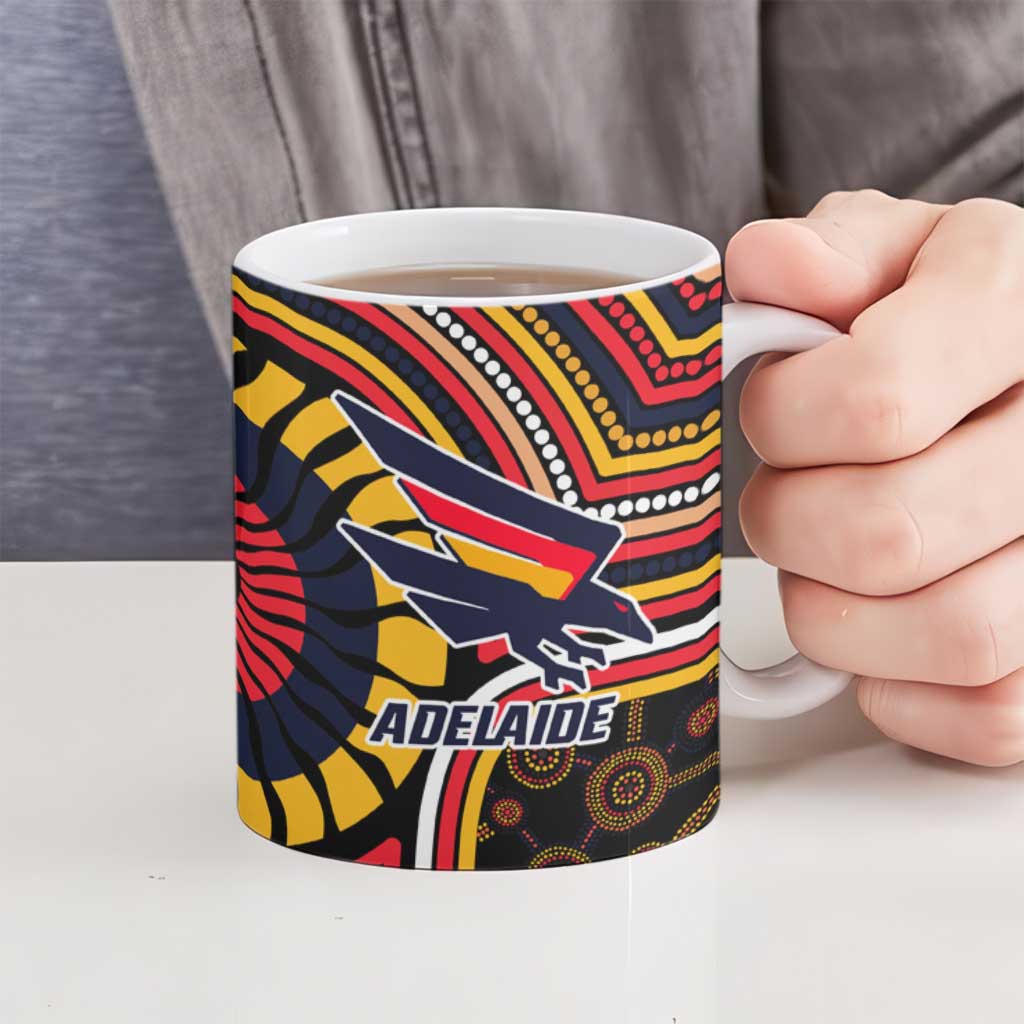Adelaide Crows Ceramic Mug Indigenous Monochrome Dot Art Mascot Style