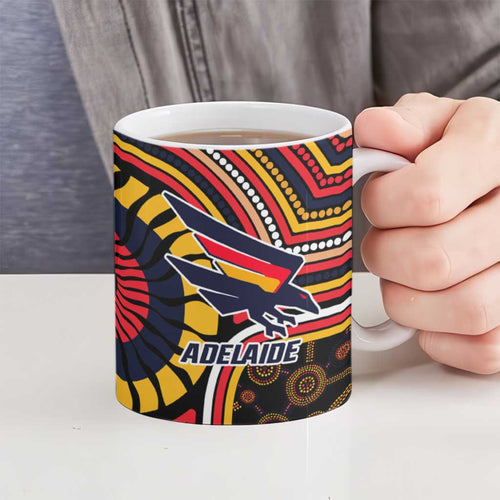 Adelaide Crows Ceramic Mug Indigenous Monochrome Dot Art Mascot Style