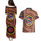 Adelaide Crows Couples Matching Puletasi and Hawaiian Shirt Indigenous Monochrome Dot Art Mascot Style