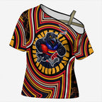 Adelaide Crows Cross Shoulder Shirt Indigenous Monochrome Dot Art Mascot Style