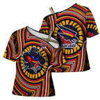 Adelaide Crows Cross Shoulder Shirt Indigenous Monochrome Dot Art Mascot Style