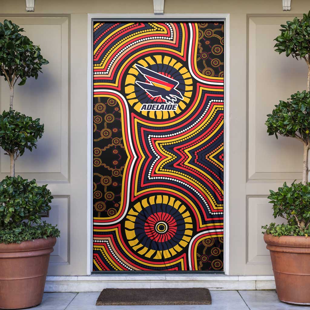 Adelaide Crows Door Cover Indigenous Monochrome Dot Art Mascot Style