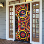 Adelaide Crows Door Cover Indigenous Monochrome Dot Art Mascot Style
