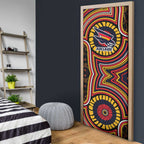 Adelaide Crows Door Cover Indigenous Monochrome Dot Art Mascot Style