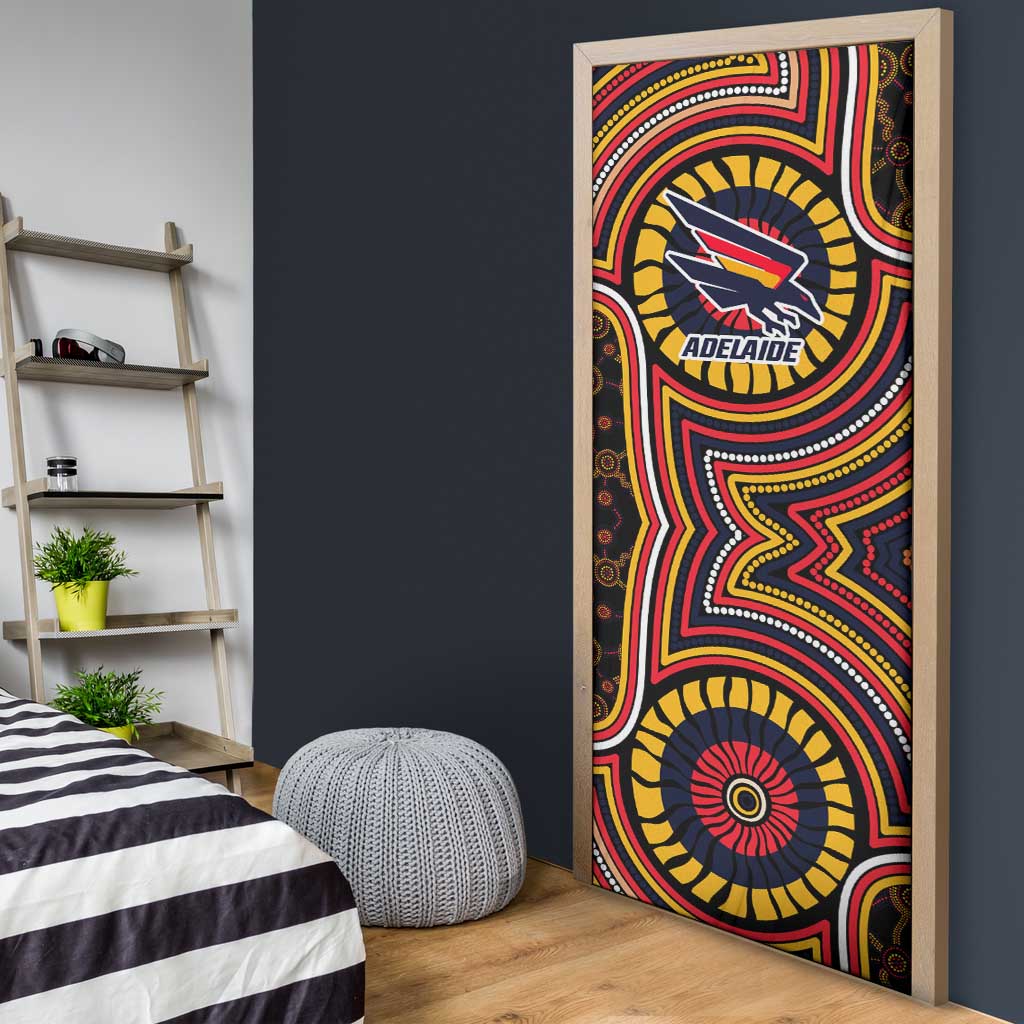 Adelaide Crows Door Cover Indigenous Monochrome Dot Art Mascot Style