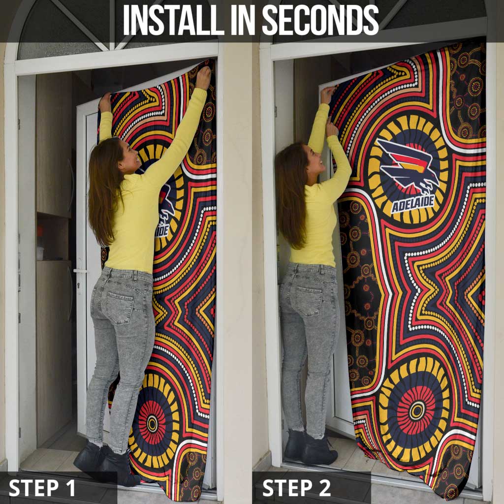 Adelaide Crows Door Cover Indigenous Monochrome Dot Art Mascot Style