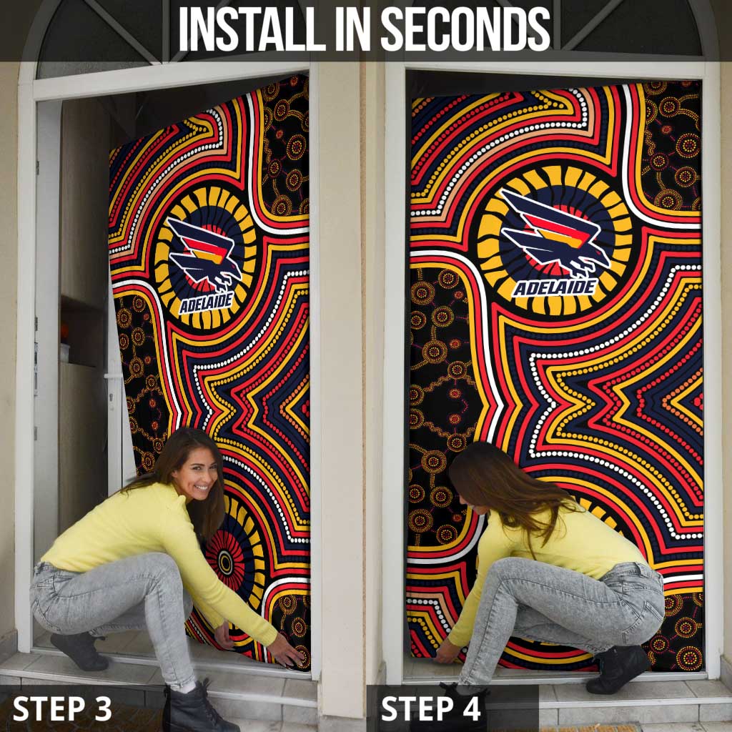 Adelaide Crows Door Cover Indigenous Monochrome Dot Art Mascot Style