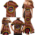 Adelaide Crows Family Matching Mermaid Dress and Hawaiian Shirt Indigenous Monochrome Dot Art Mascot Style