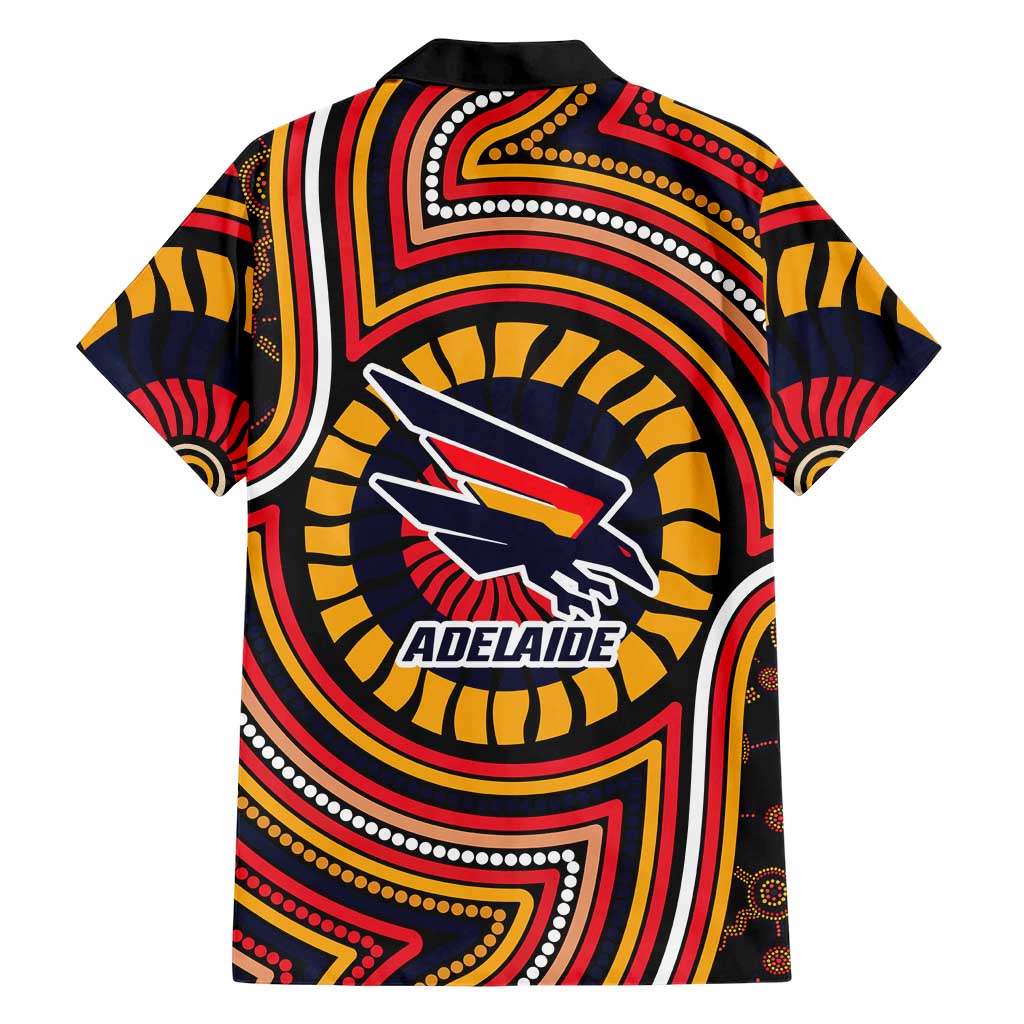 Adelaide Crows Family Matching Off The Shoulder Long Sleeve Dress and Hawaiian Shirt Indigenous Monochrome Dot Art Mascot Style