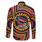 Adelaide Crows Family Matching Off The Shoulder Long Sleeve Dress and Hawaiian Shirt Indigenous Monochrome Dot Art Mascot Style