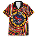 Adelaide Crows Family Matching Off Shoulder Maxi Dress and Hawaiian Shirt Indigenous Monochrome Dot Art Mascot Style