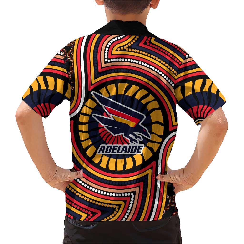Adelaide Crows Family Matching Puletasi and Hawaiian Shirt Indigenous Monochrome Dot Art Mascot Style