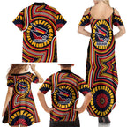 Adelaide Crows Family Matching Summer Maxi Dress and Hawaiian Shirt Indigenous Monochrome Dot Art Mascot Style