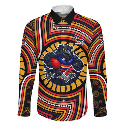 Adelaide Crows Family Matching Summer Maxi Dress and Hawaiian Shirt Indigenous Monochrome Dot Art Mascot Style