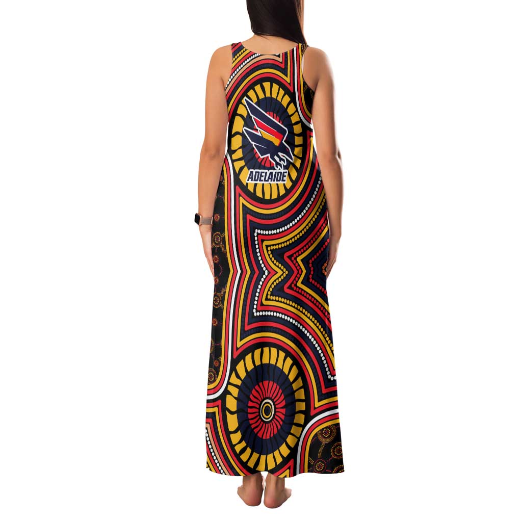 Adelaide Crows Family Matching Tank Maxi Dress and Hawaiian Shirt Indigenous Monochrome Dot Art Mascot Style