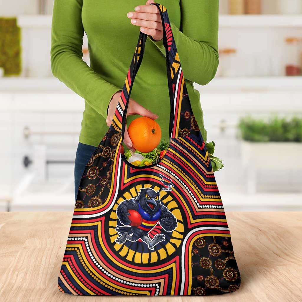 Adelaide Crows Grocery Bag Indigenous Monochrome Dot Art Mascot Style